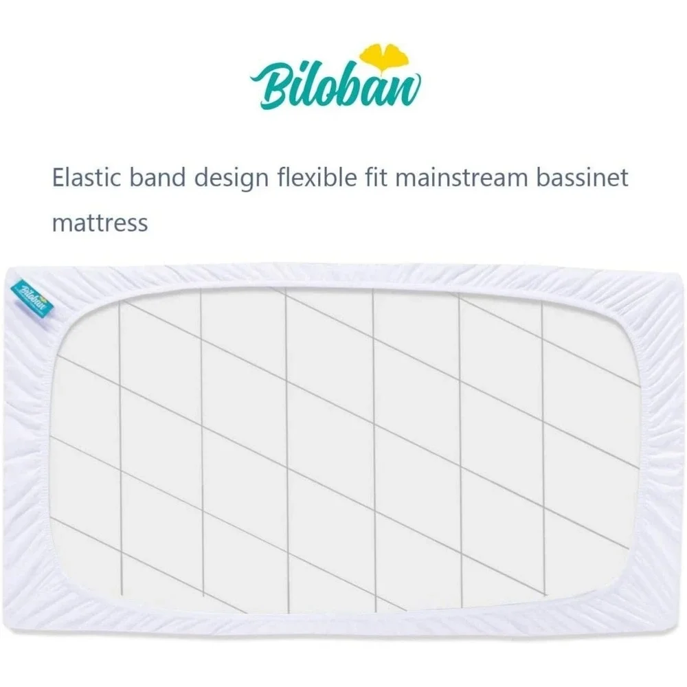 Biloban Waterproof Bamboo Bassinet Mattress Pads – Pack of 2 – New in Box